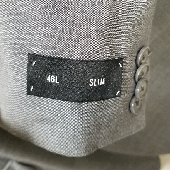 NEW EXPRESS $298 SOLID GRAY SLIM WOOL BLEND MODERN TECH SUIT JACKET SZ 46L - Picture 4 of 10